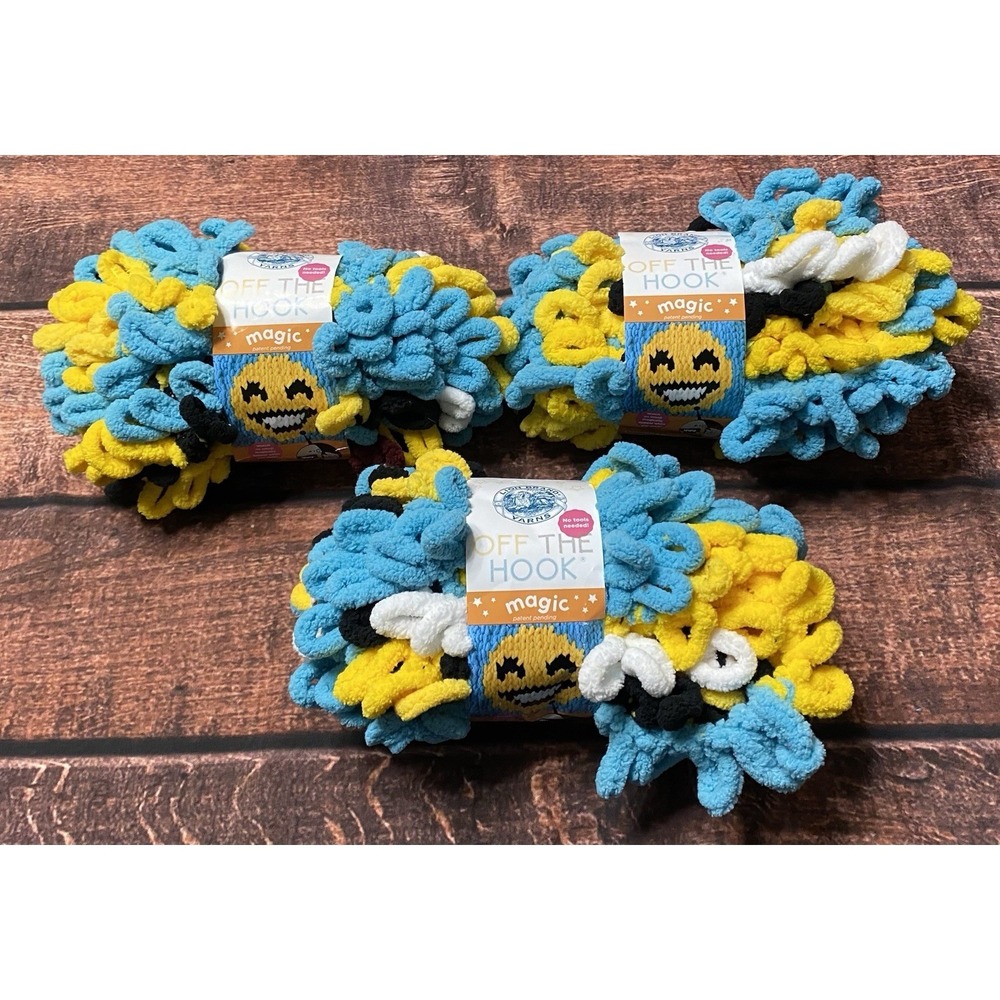 Lion Brand Yarn Off The Hook Magic EMOJI (Color #502) Multicolor 3 Skeins 3.3 oz